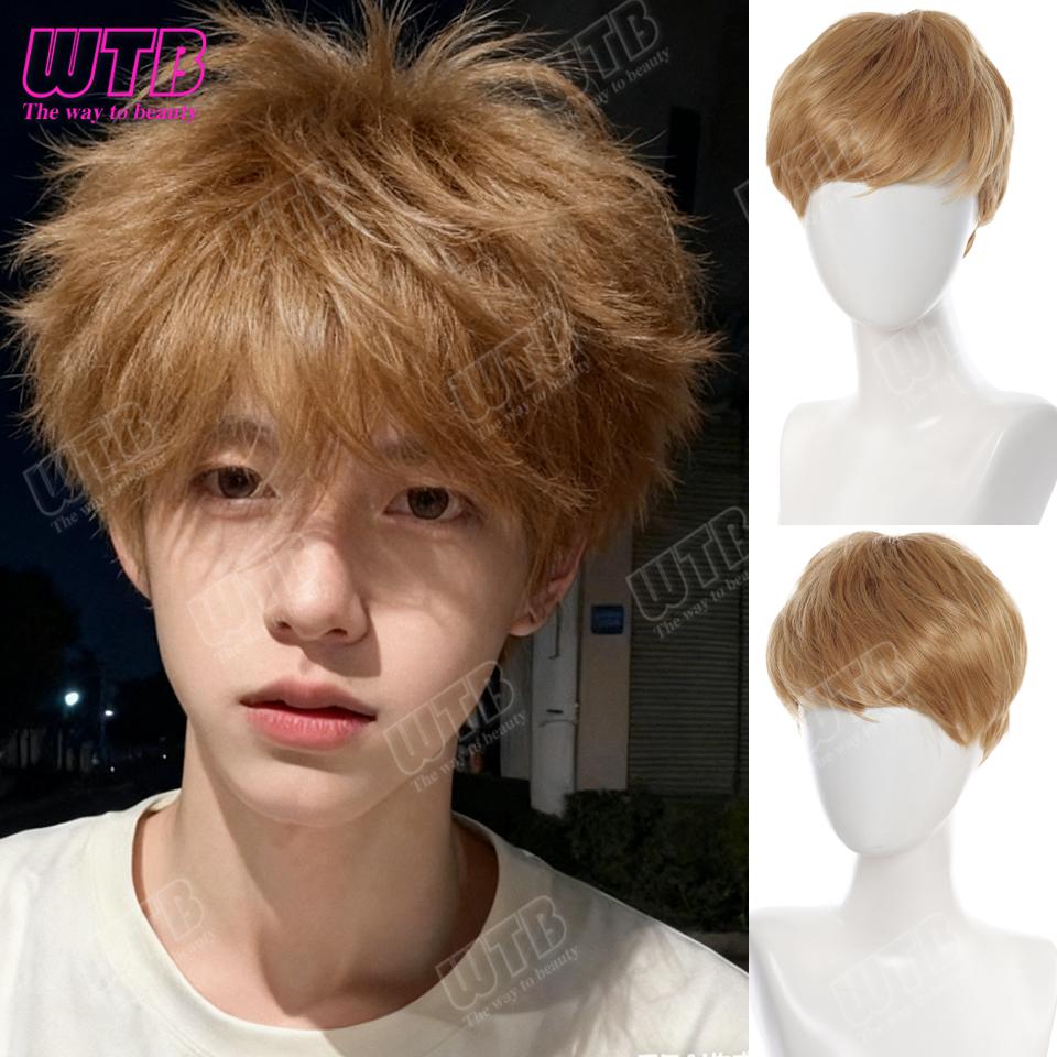 Short Synthetic Wig Unisex Multi-Color Short