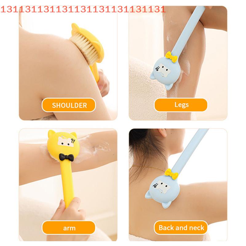 Cartoon Long Handle Bath Brush Soft Body Scrub Massager Shower Scrubber Body Cleaning Brush Exfoliation Bathroom Accessories