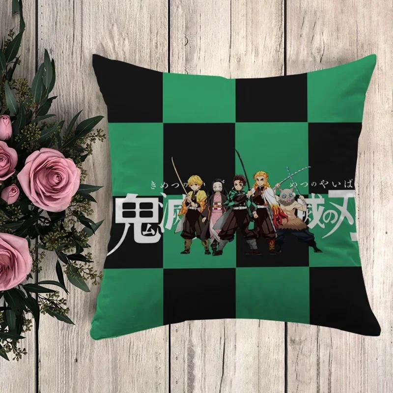 

Pillow Demon Slayer Cushion Cover _ Pillowcase Decorative Pillows for Sofa Pilow Cases Pillowcases Car Decoration Bodyz,(4) 66x66cm