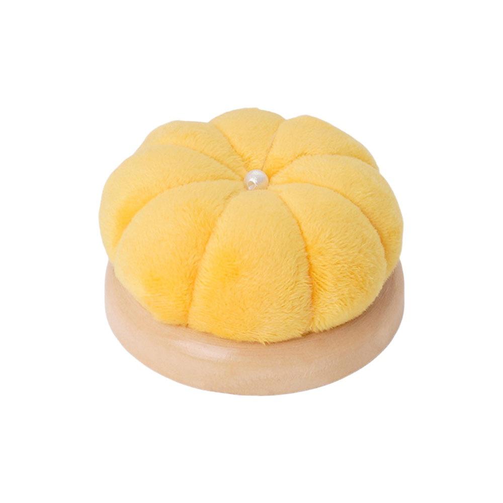 Creative Pumpkin Pin Cushion Solid Color Pumpkin Shape Pumpkin Shape Needle Pincushions with Wooden Base DIY Craft