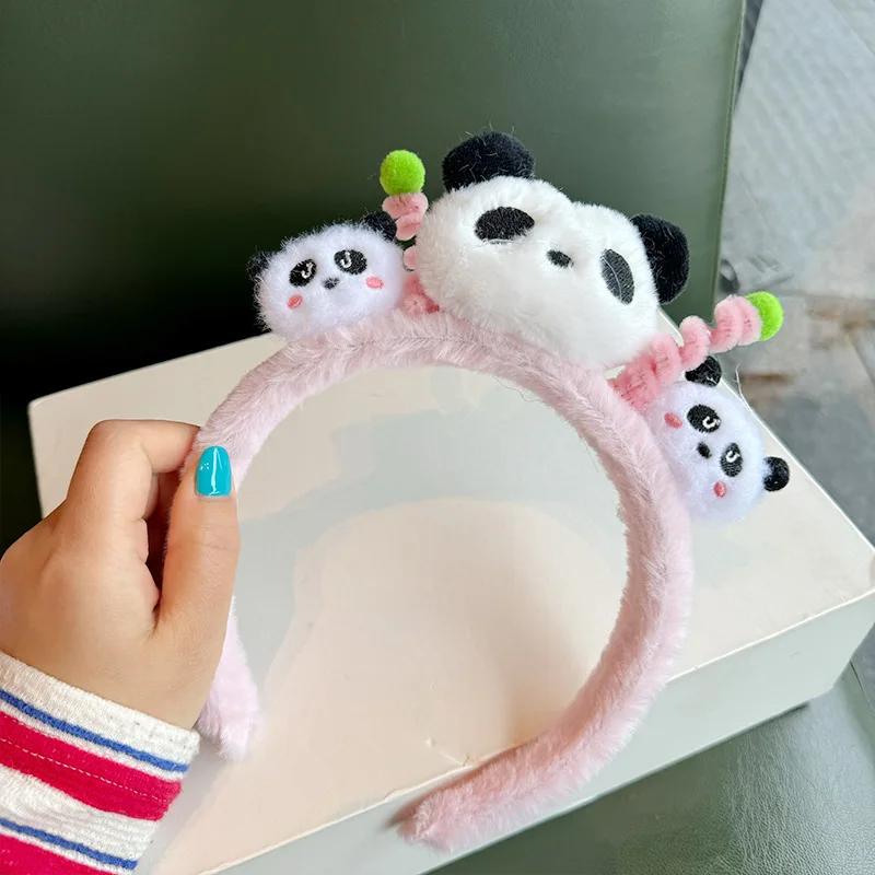 Cute pink hairband hair band panda cartoon high-value student party easy to carry comfortable pink hairband hair