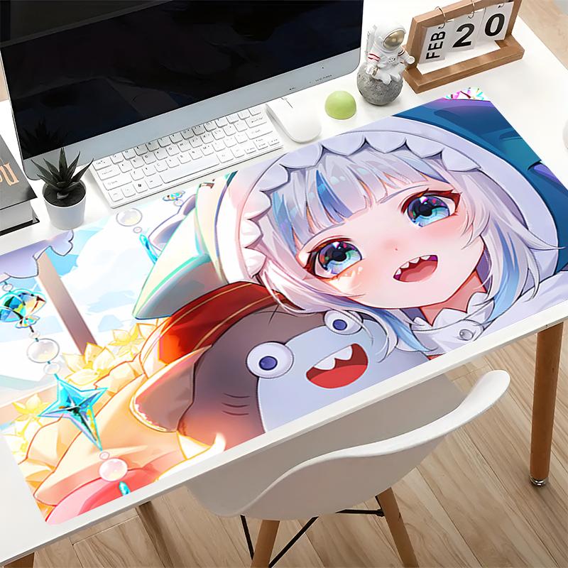 Mouse Pad Hololive Gawr Gura Colorful Table Mat Anime Professional Gaming Accessories Rubber Computer Keyboard Mat Game Mousepad