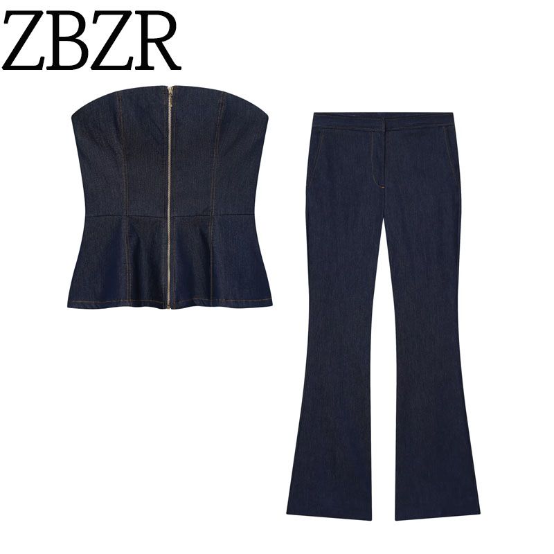 Za Autumn New Women clothes 2025 Denim Corset Top 1165392 Mid-Rise Pants 1165292