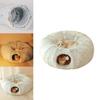 Elegant Grey And Patterned Cat Bed Tunnel Soft Plush Material Cozy Foldable Nest Perfect For Winter Use