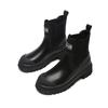 Leather Martin Boots Short Boots Women's, Autumn and Winter New Thick-soled British Smoke Boots Chelsea Boots Fleece Skinny Boots