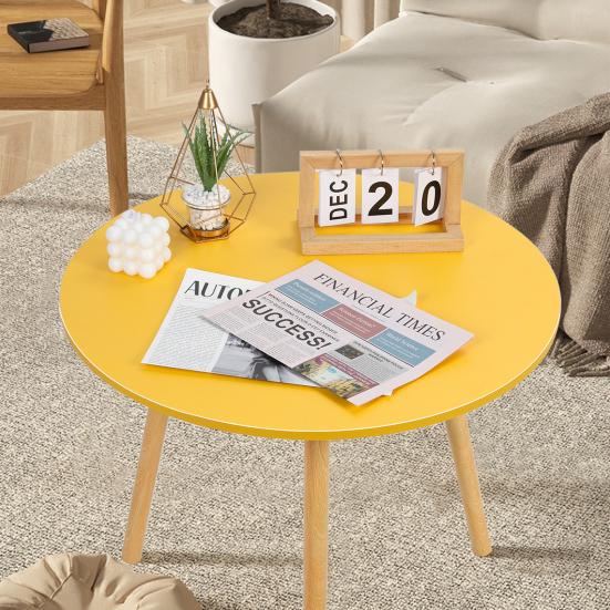 Household Small Apartment Dining Table, Round Kitchen Table with Wood Legs, Kitchen Living Room Leisure Coffee Table