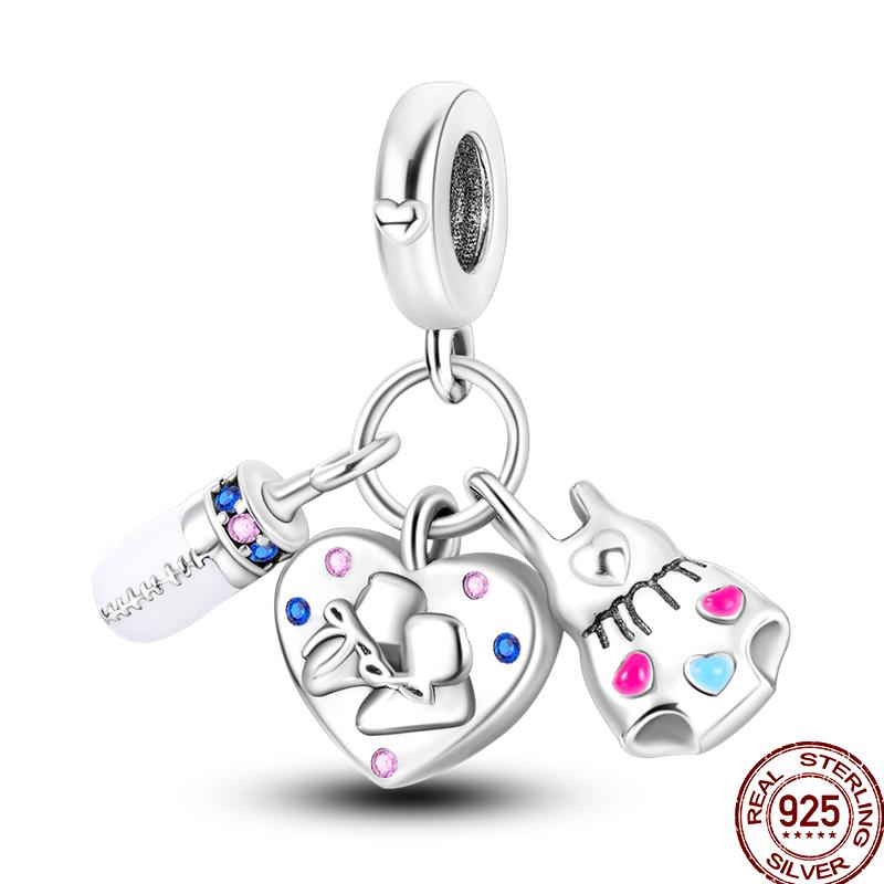 Copper Pink Puppy Flower Bird Pink Charm Beads Suitable For 3Mm Original Bracelet Diy Jewelry Gift