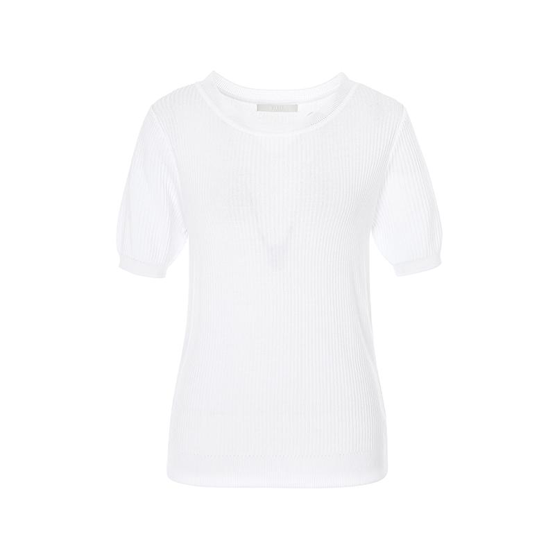 VISITINNEWYORK Round Neck Striped Short Sleeve Knit (Vz4Sk90)