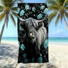 Europäisches und Amerikanisches Retro Hochlandrind Druck Strandtuch Mikrofaser Verdickt Wasseraufnahme Schnelltrocknend Outdoor Badetuch