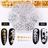 12-Grid Box Of Gold And Silver Abs Semi-Round Pearl Manicure Jewelry Diy Mixed Pearl Jewelry