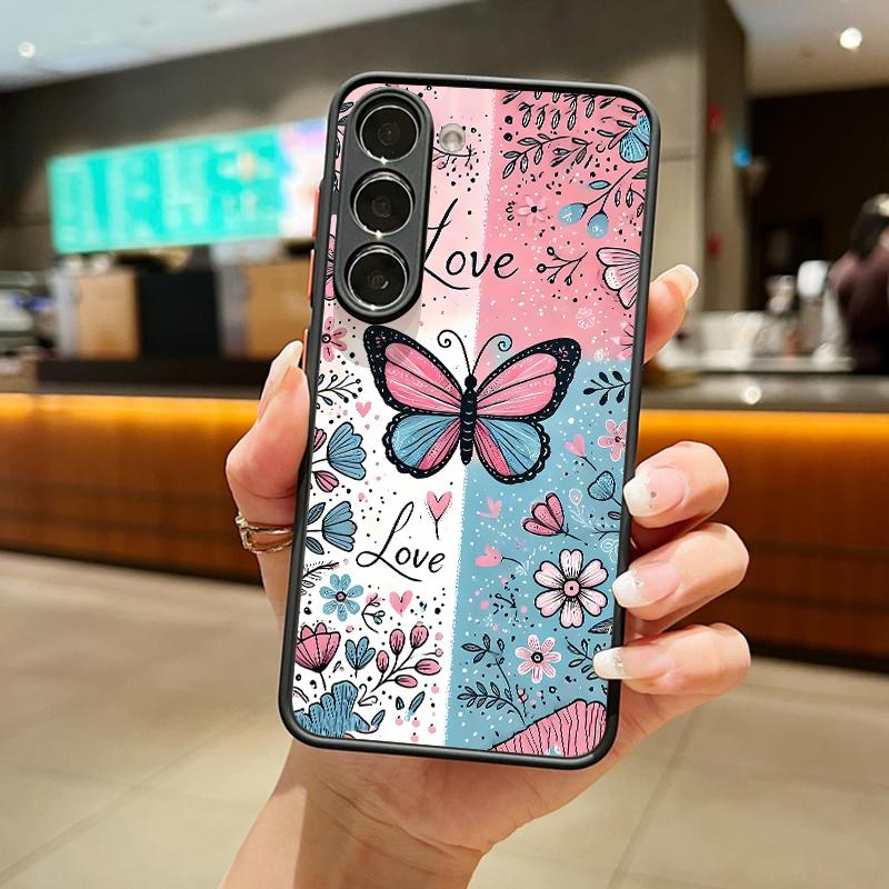 S25 Ultra Case Lovely Butterfly Bowknots Floral Pattern Cover For Samsung Galaxy S25 Edge S24 Ultra S23 S22 Plus S21 FE Capa Funda