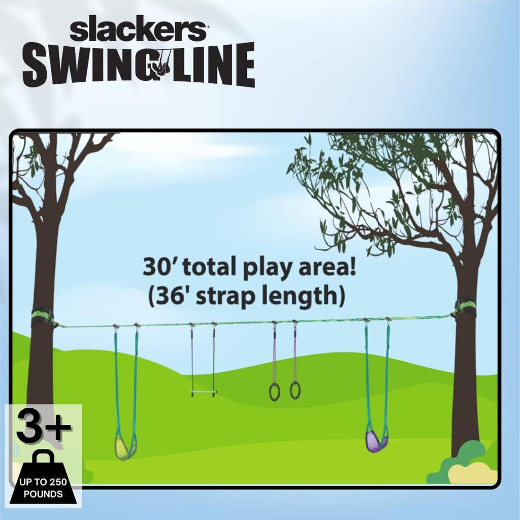 Slackers Swing Line - Turn a Healthy Tree Into the Perfect Backyard Swing Set - Slackers Tree Swing Line Kit - Great Tree Swing Addition To Any Yard