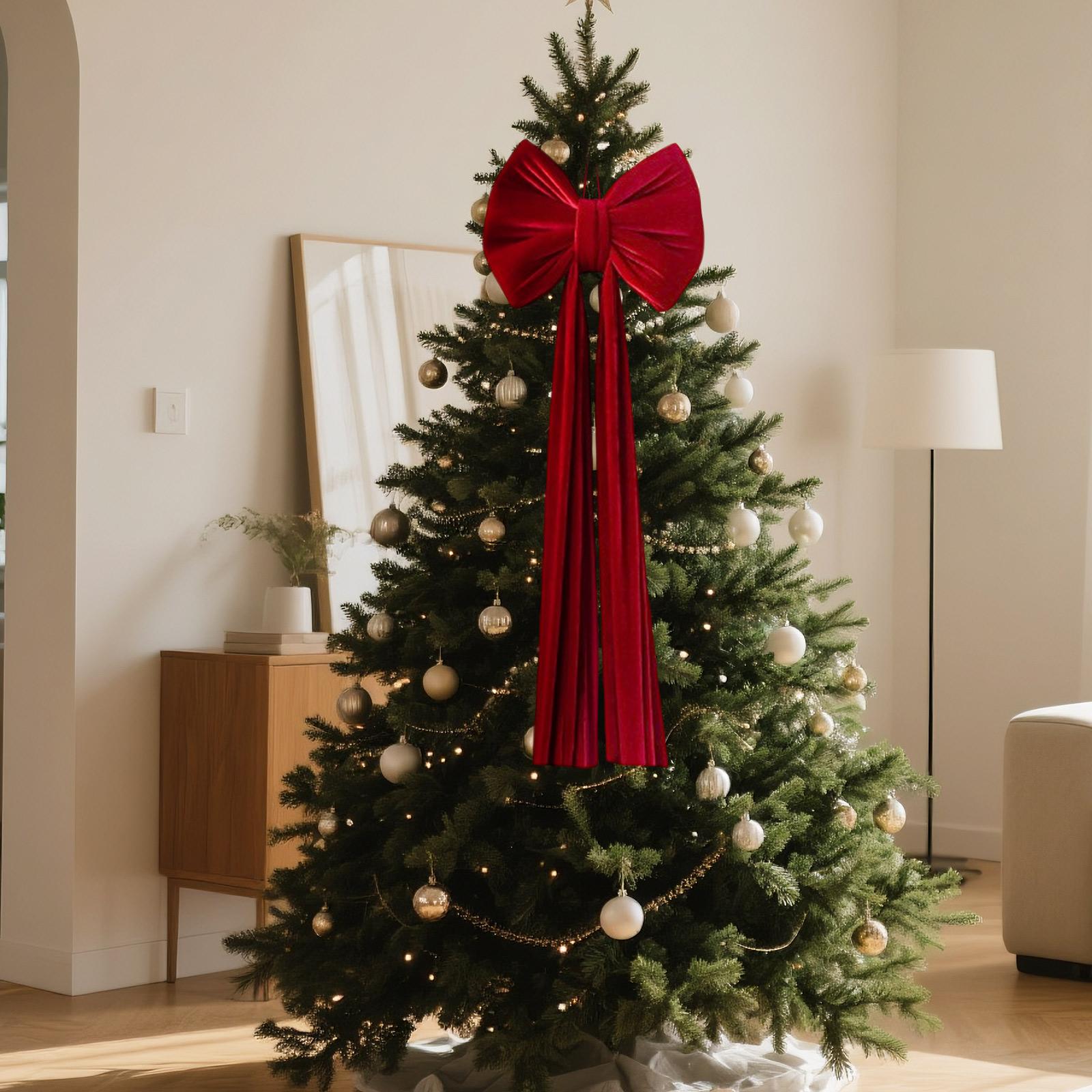 

Xmas Tree Bowknot Pendant Ornaments Super Large Christmas Bow Pendant Red Velvet for Home Decor New Year Party Gifts Decoration One Size