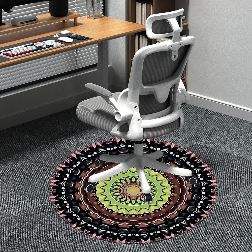 

1pc Kaleidoscope Pattern Chair Carpet for Office, Round Non Slip Durable Large Size Office Carpet, Suitable for Office 80cm