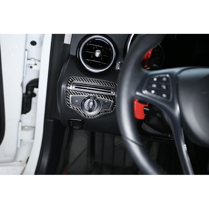 Real Carbon Fiber Function Control Button Frame Trim For Benz C-Class 2015-