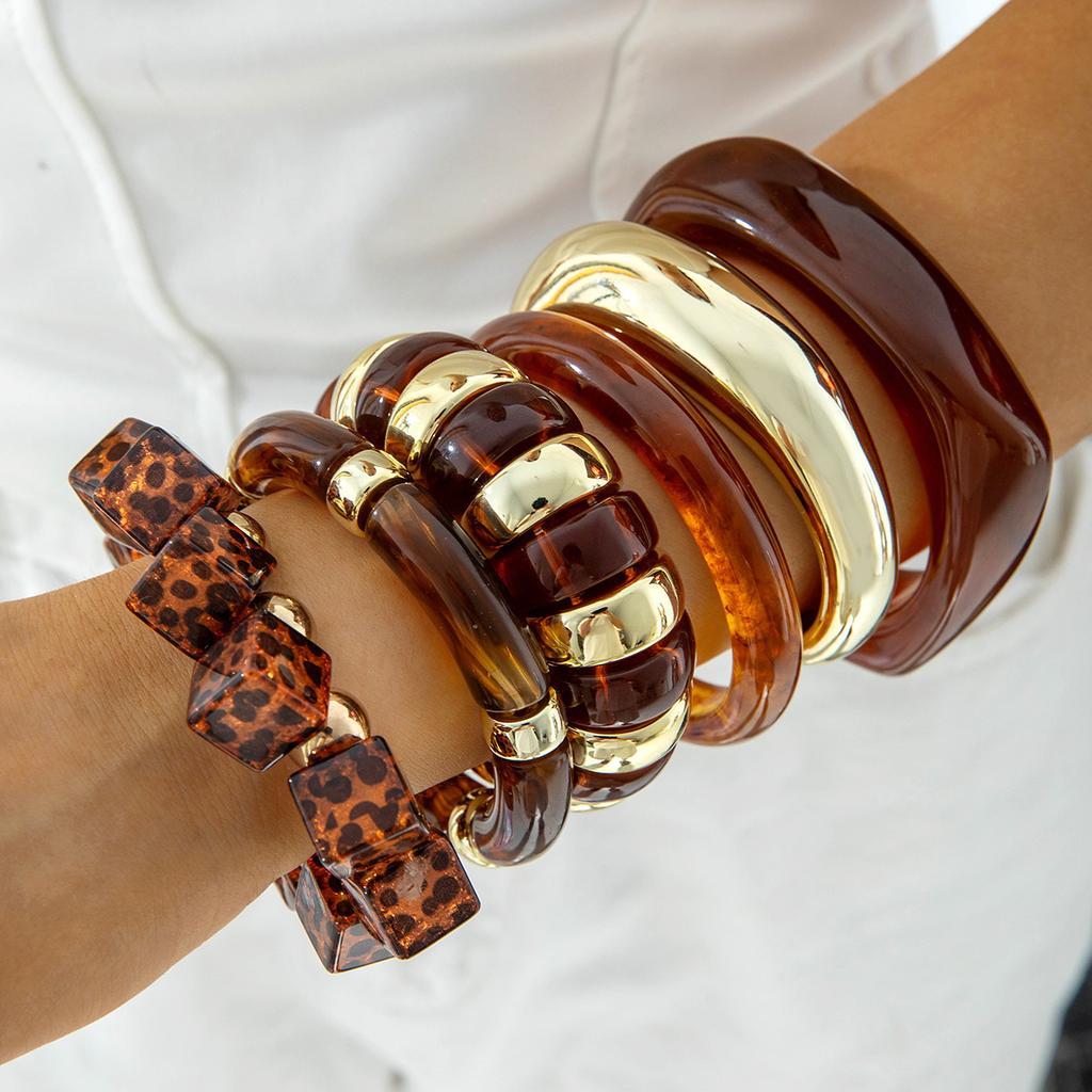 Retro Resin Exaggerated Beaded Bracelet, Temperament Versatile Acrylic Bracelet Wholesale