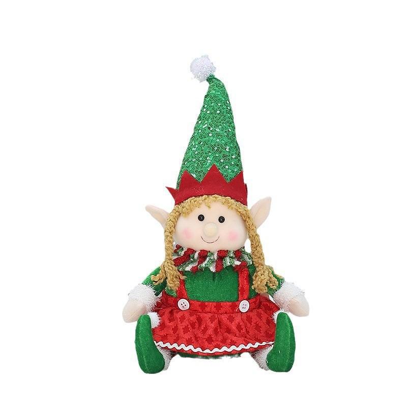 Boneca Elfa de Trenó Telescópico Decoração de Natal Presente