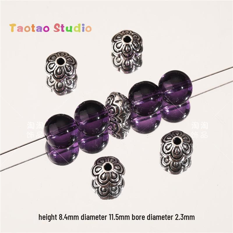 Tibetan Antique Silver Flower Spacer Beads Pendant for DIY Jewelry