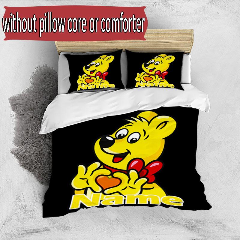 3pcs Duvet Cover Set (1*Duvet Cover + 2*Pillowcase, Without Core), Custom Name Bamse Pattern Bedding Set, Home Bedroom Decor Gift