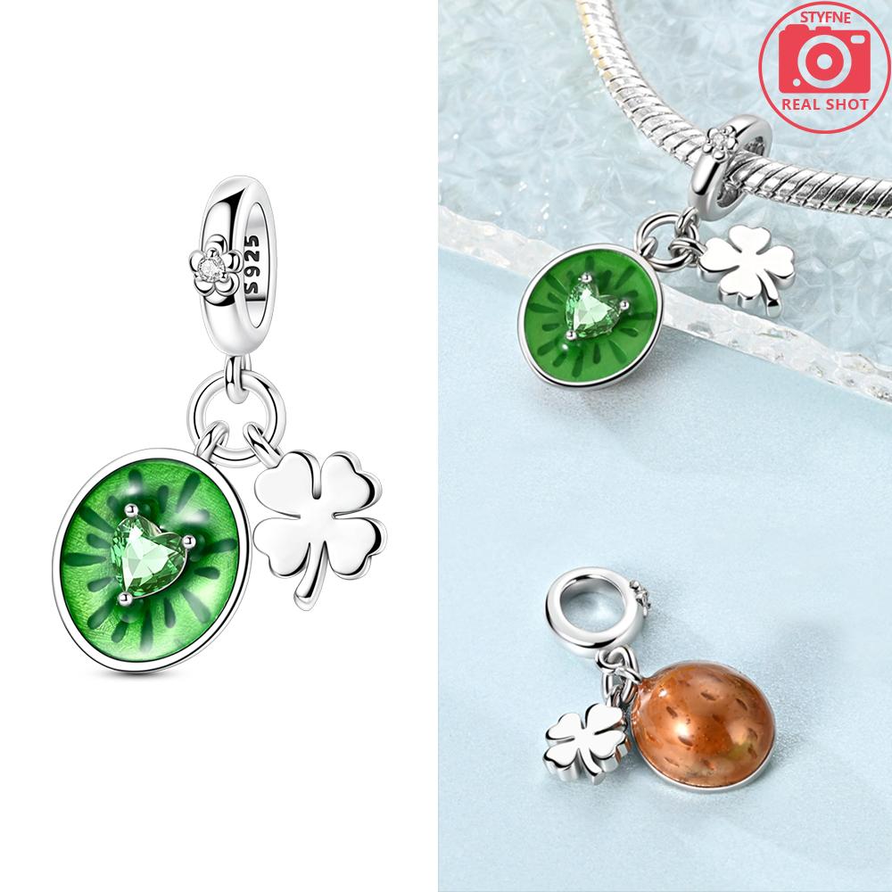 Green Kiwi Strawberry Original Copper Pendant Fruit Series Watermelon Beads Fit Bracelet Women Diy Valentine'S Gift Jewelry