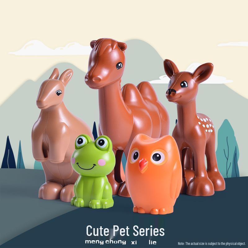 Compatible LEGO Large Building Blocks & Animal Accessories: Dinosaur, Crocodile, Tiger, Giraffe, Chicken, Dog, Cat.