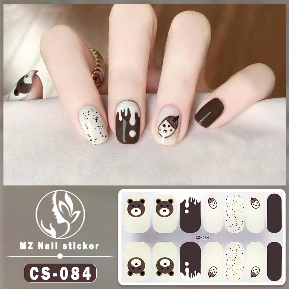 New type of bake-free gel nail polish film, full sticker, plaid spring and summer flower nail art film, nail film, waterproof paper patch
