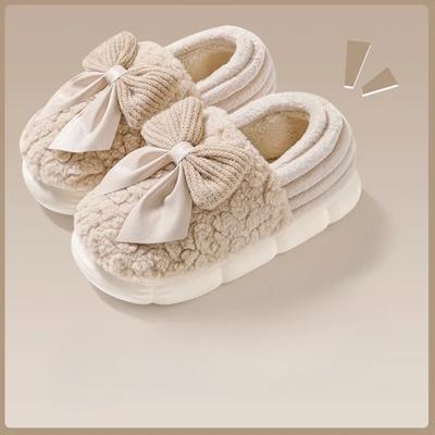 Mode Schmetterlingsknoten Baumwollpantoffeln Herbst und Winter Damen Zuhause neue Baumwollschuhe Winter Indoor warme Baumwollpantoffeln