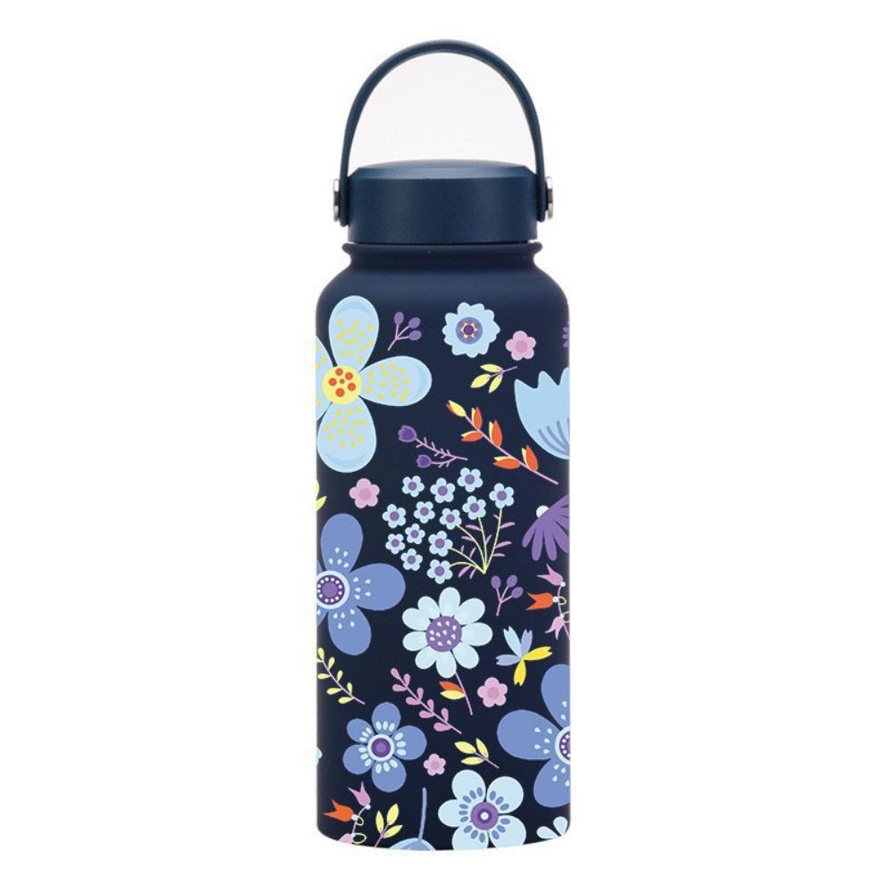 

Portable Outdoor Insulated Mug 1L Floral Insulated Bottle Reusable Thermal Water Bottle Household Style 4