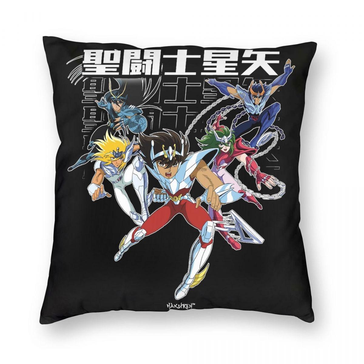 Knights Of The Zodiac Anime Pillowcase Printing Polyester Cushion Cover Saints Seiya Throw Pillow Case Cover Home Zippered 12x12Inch