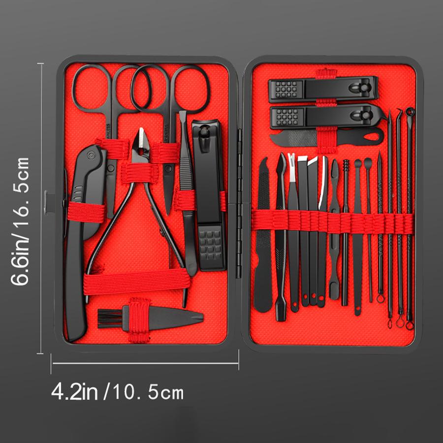 7/8/18/20/24PCS Set Professional Manicure Set Kits Stainless Steel Fingernail Toenail Clippers Set with Leather Portable Case