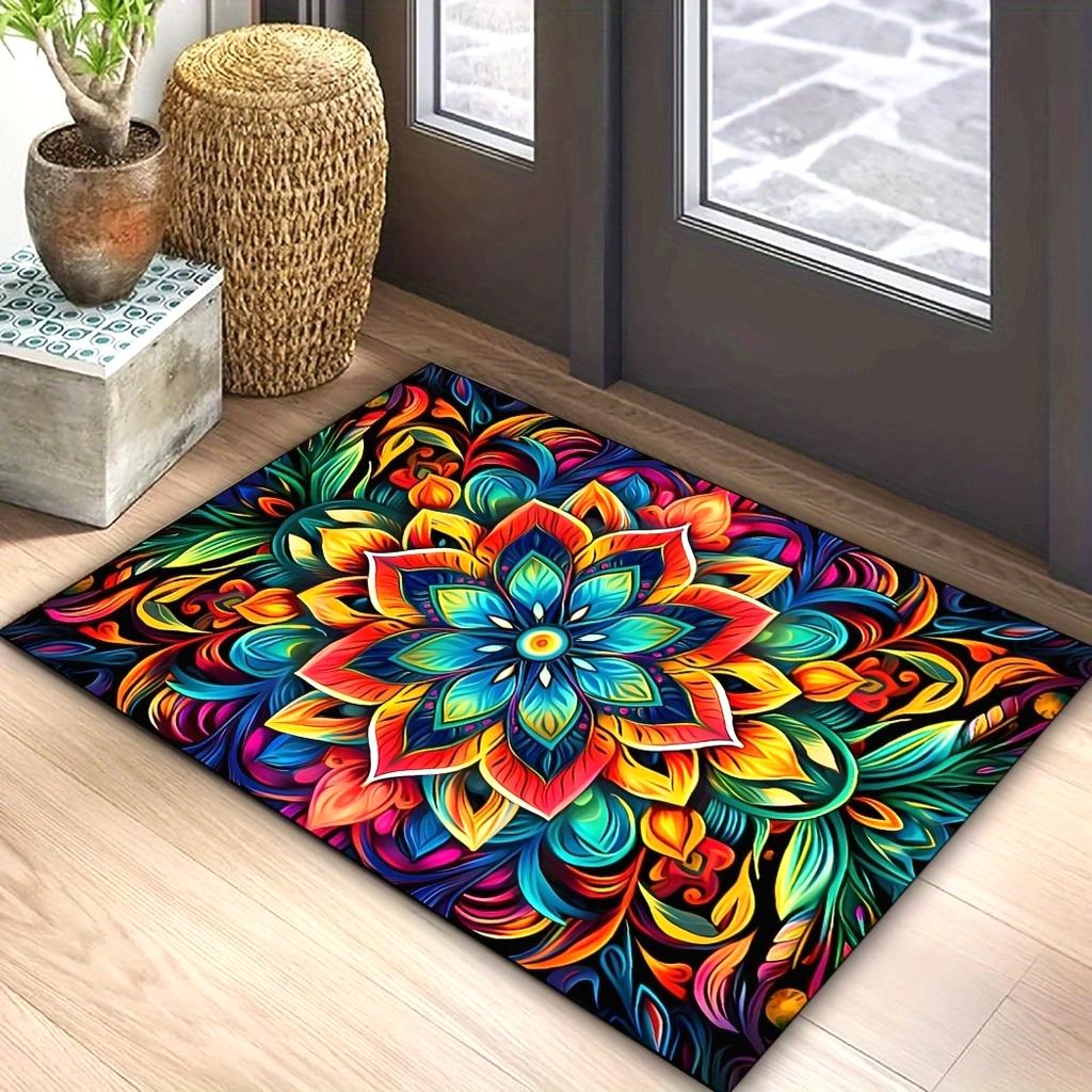Vikama Bright Flower Recycling Carpet Doormat Soft Floor Mat Living Room Carpet Bedroom Carpet Welcome Mat Outdoor Carpet Home D