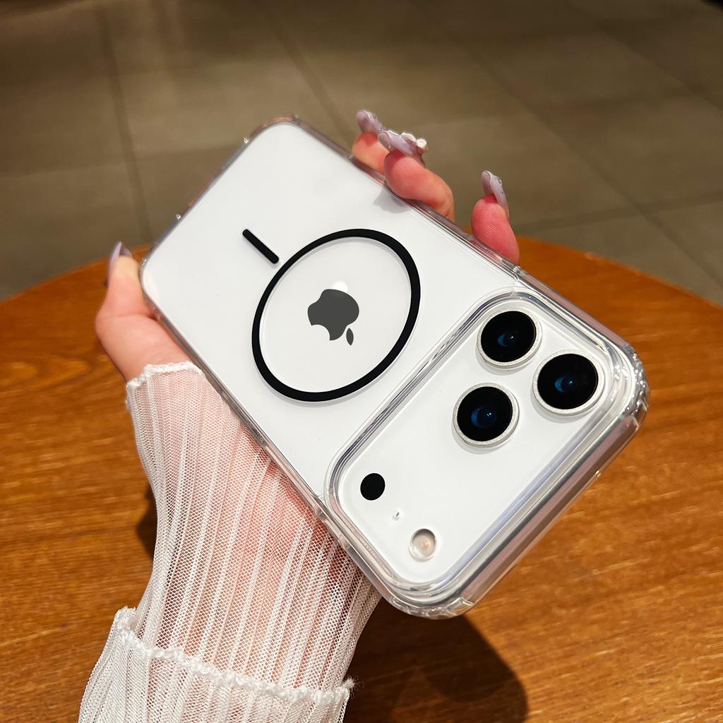 Luxury Slender Circle Magnetic Case for iPhone 17 Air 16 15 14 Plus 13 12 11 Pro X Xs Max Case for Magsafe Wireless Charge Cover