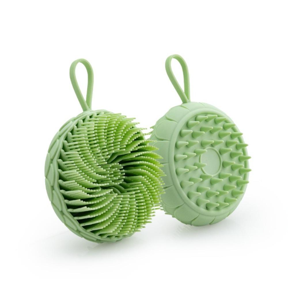 Lotus Shape Silicone Shampoo Brush Double Side Shower Brush Soft Bath Scalp Massage Brush  Spa