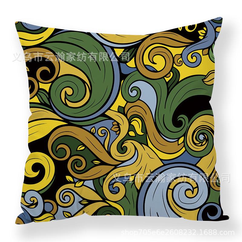 Art Flower Pillow Creative Car Sofa Cushion Digital Print Pillow Cover