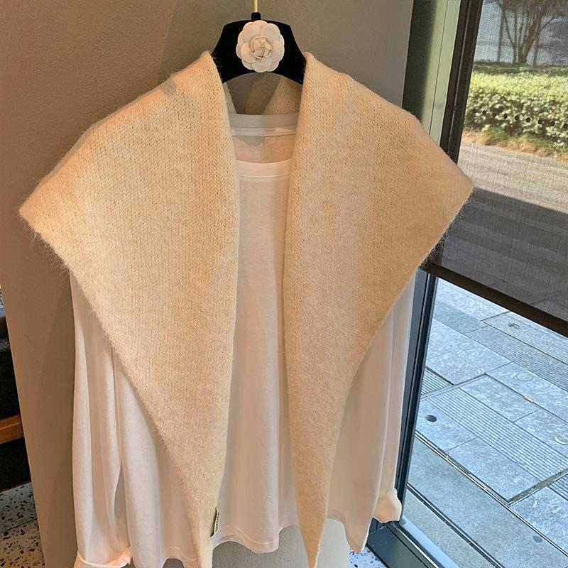 Solid Color Triangular Scarf, Brushed Shawl, Oversized Outer Layer, Autumn and Winter Korean Warm Triangular Scarf, Knitted Scarf