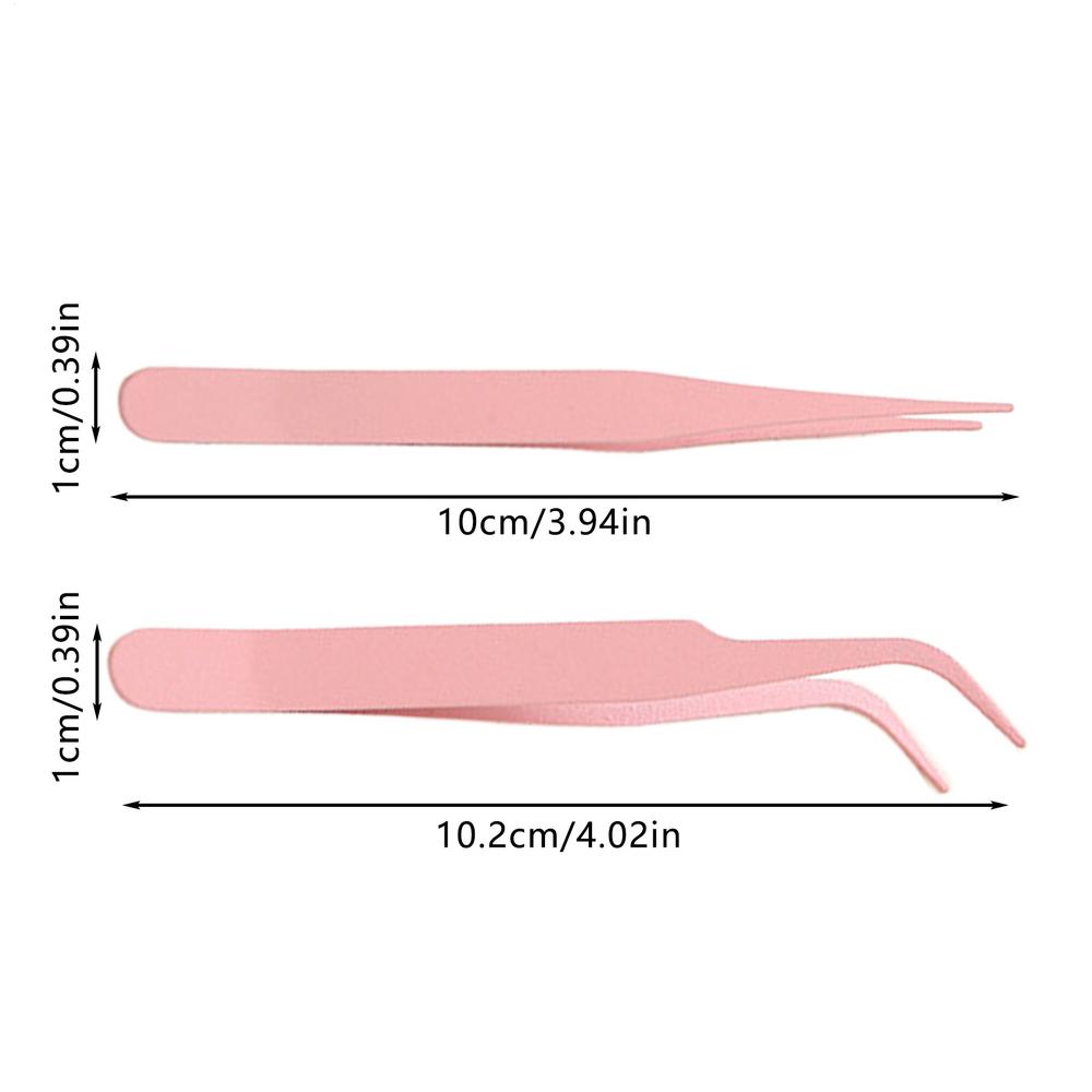 2Pcs/set Scrapbook Tweezers Stainless Steel DIY Crafting Lashes Stickers Colorful Straight and Curved Tips Eyelash Tweezers