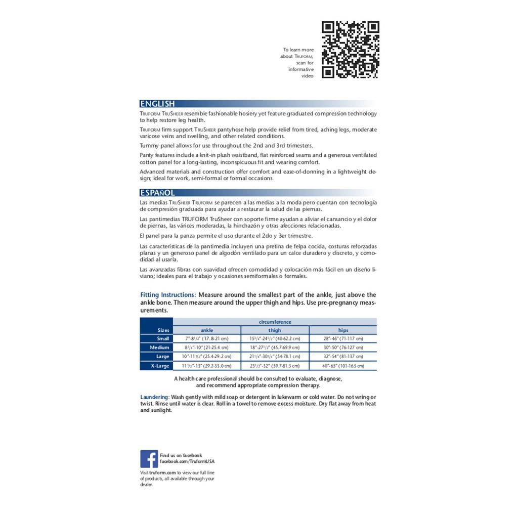 Truform Sheer Maternity Belly 20 Size Small Pantyhose, 20-30mmHg Compression, Support, Denier, Beige,