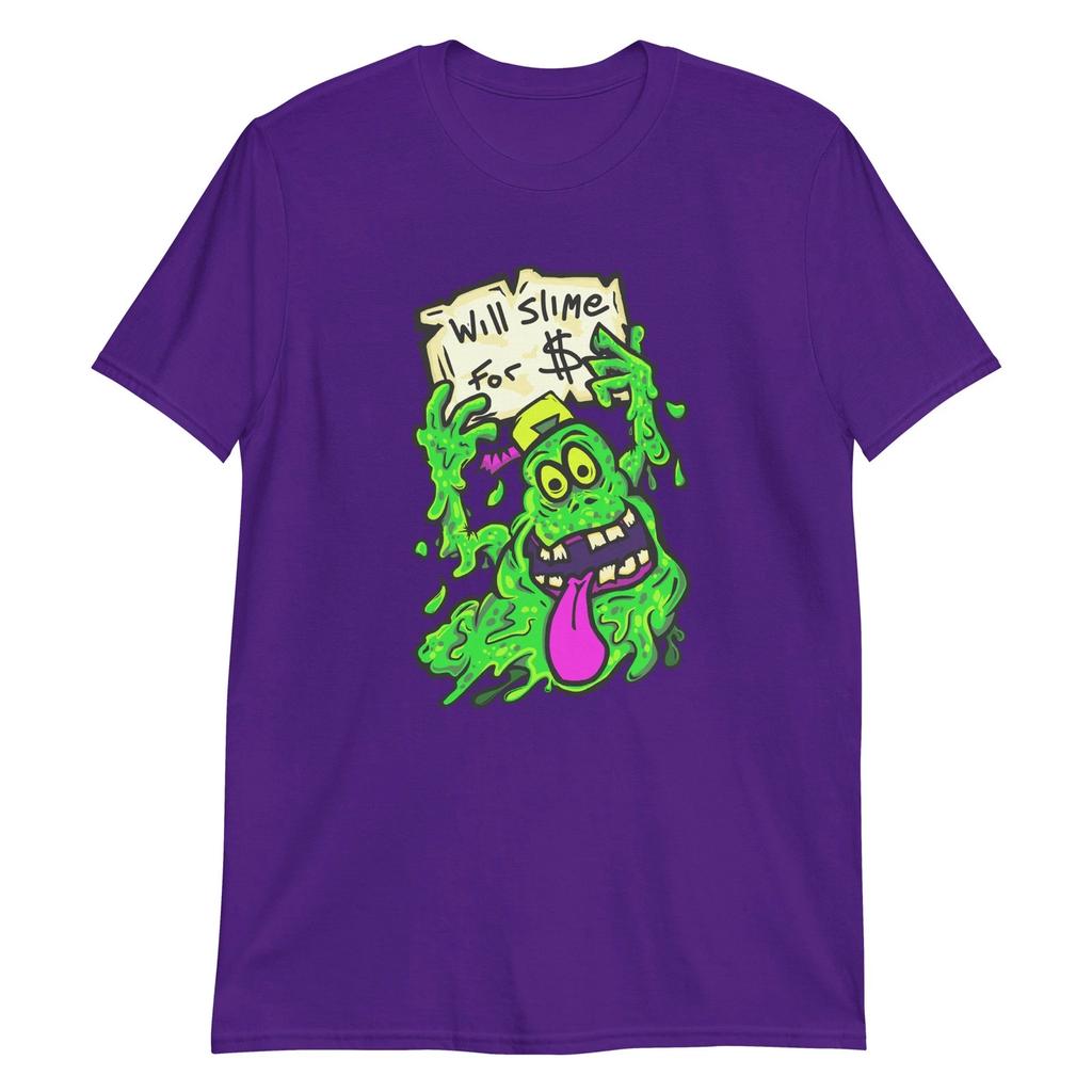Will Slime For $ Purple Graphic T-shirt – Neon Cartoon Streetwear XL