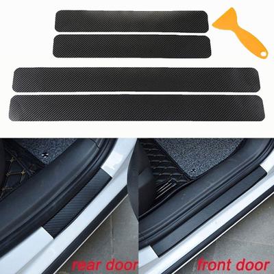4Pcs 4D Carbon Fiber Auto Car Door Sill Stickers Anti-Scratch Protection Cover