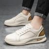 Andningsbara Läderskor med Tjock Sula Små Vita Skor Herrskor Trendiga Skor Herrskor med Mode Board Skor Street Casual Sko