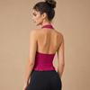 Dfyne Impact Seamless Halter Neck Yoga Tank Top with Chest Pads and Stylish Back Design