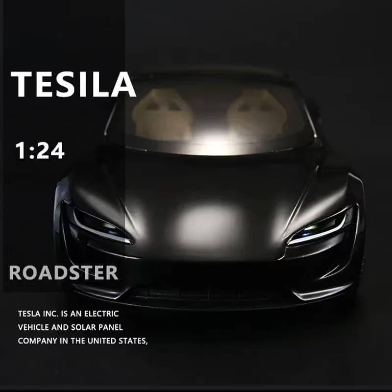 1:24 Alloy Tesla Sports Car Model Die-cast Metal Toy Car Convertible Toy with Charging Pile Boy Gift Collective Home Decoration Collection Ornaments