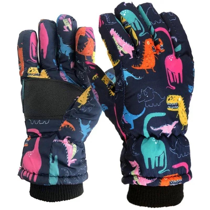 Children Thermal Ski Gloves Winter Outdoor Waterproof Windproof Fleece Child's Warm Snowboard Gloves for Skiing Riding.