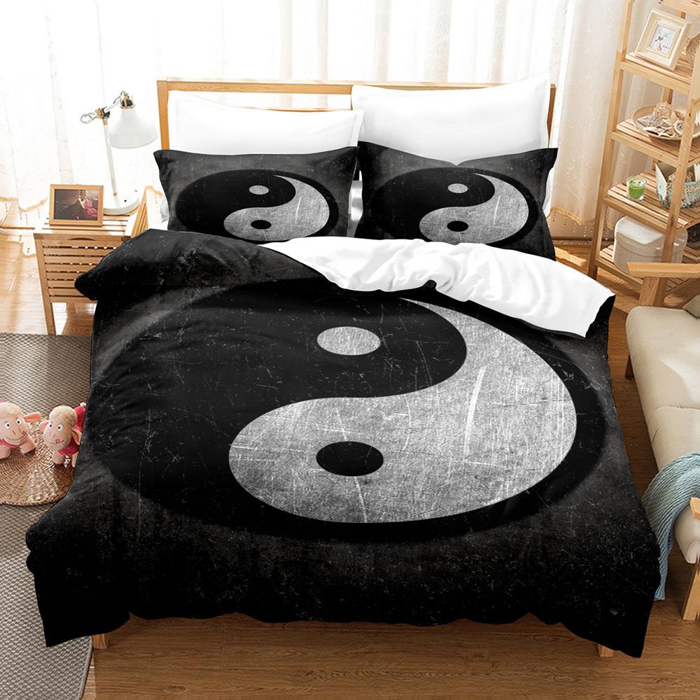 

3D комплект постельного белья в китайском стиле Инь Ян, двухуровневый пуховый пододеяльник, 2/3 шт. EU135 * 200, односпальная или двуспальная кровать, мягкий домашний текстиль с принтом тай-чи AU Single 140x210cm