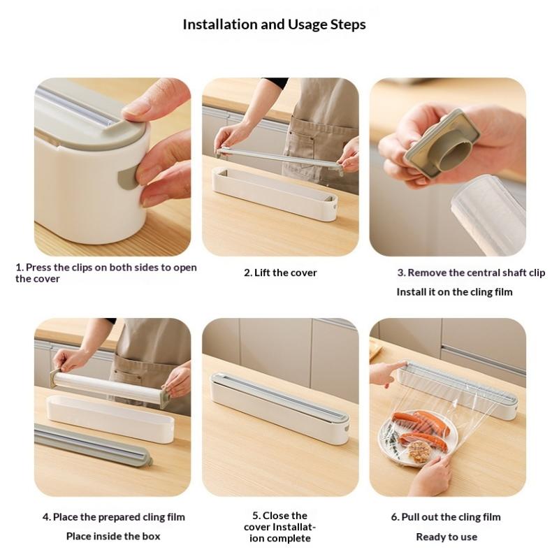 Kitchen Disposable Cling Film Cutter, Point Breaking Household Food Special Cutting Box Plastic Wrap Cutter, Storage Box