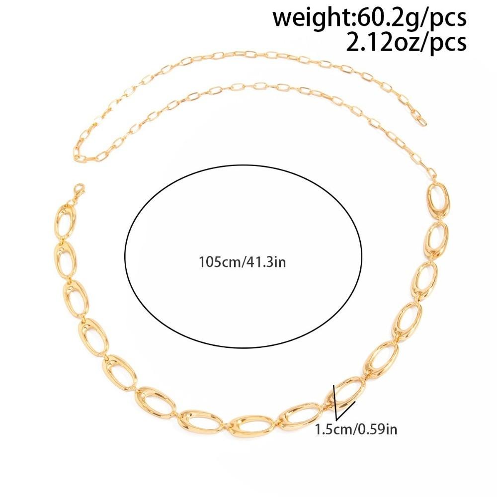 Retro Boho Punk Metall Körperkette Elliptische Form Minimalistische Taillenkette Unregelmäßige Hohlkörperketten Schmuck Damen Mode