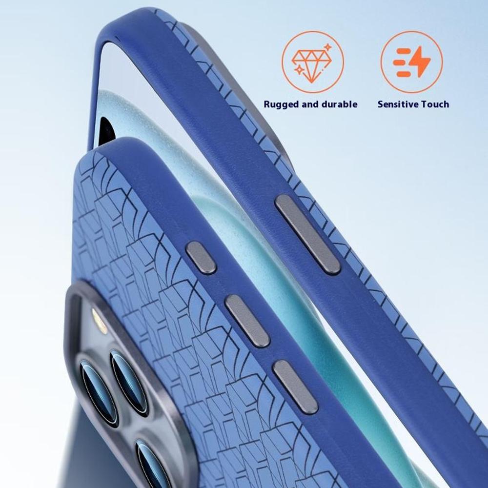 For iPhone 16 Pro Case Compatible with MagSafe Anti-Drop PU+TPU Phone Cover Geometric Pattern