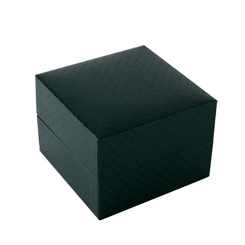 Flip-top Solid Color Jewelry Watch Storage Box with Embossed Design