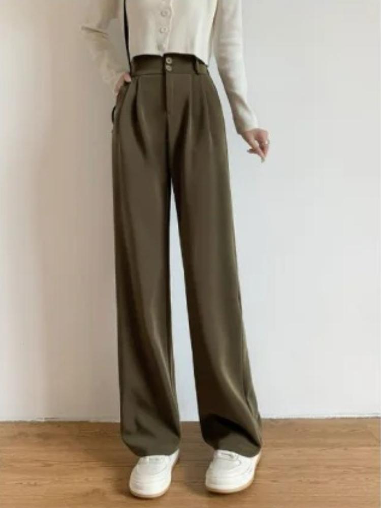 Verão Calças Mais Pequenas de Cintura Elástica e Perna Larga Femininas Cintura Alta Soltas Slim Caimento Fluido Calças de Fato de Lazer