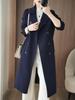 2025 A/W Women's Slimming Double-Faced Cashmere Coat - Korean Style Double-Breasted Wool Overcoat with Suit Collar